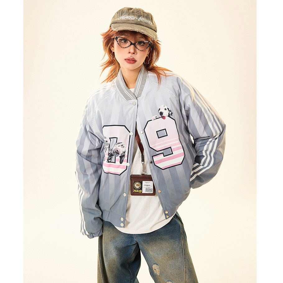 Gradation Stripe Quilting Baseball Jacket MW9534