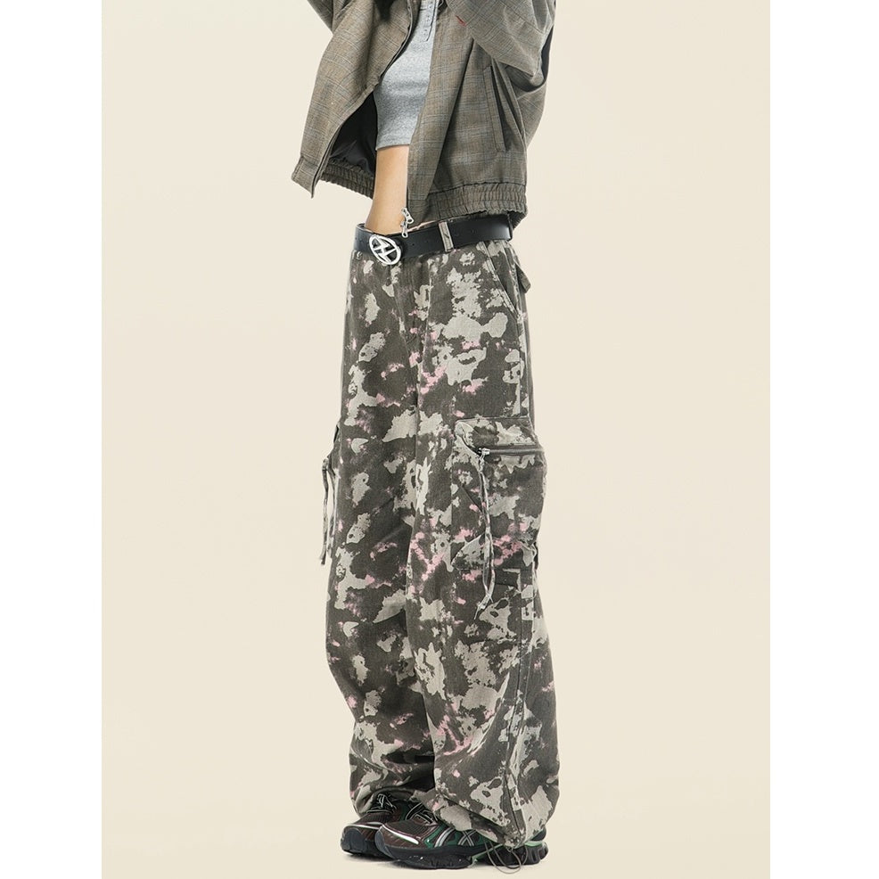 Camouflage Straight Loose Cargo Pants BT7037