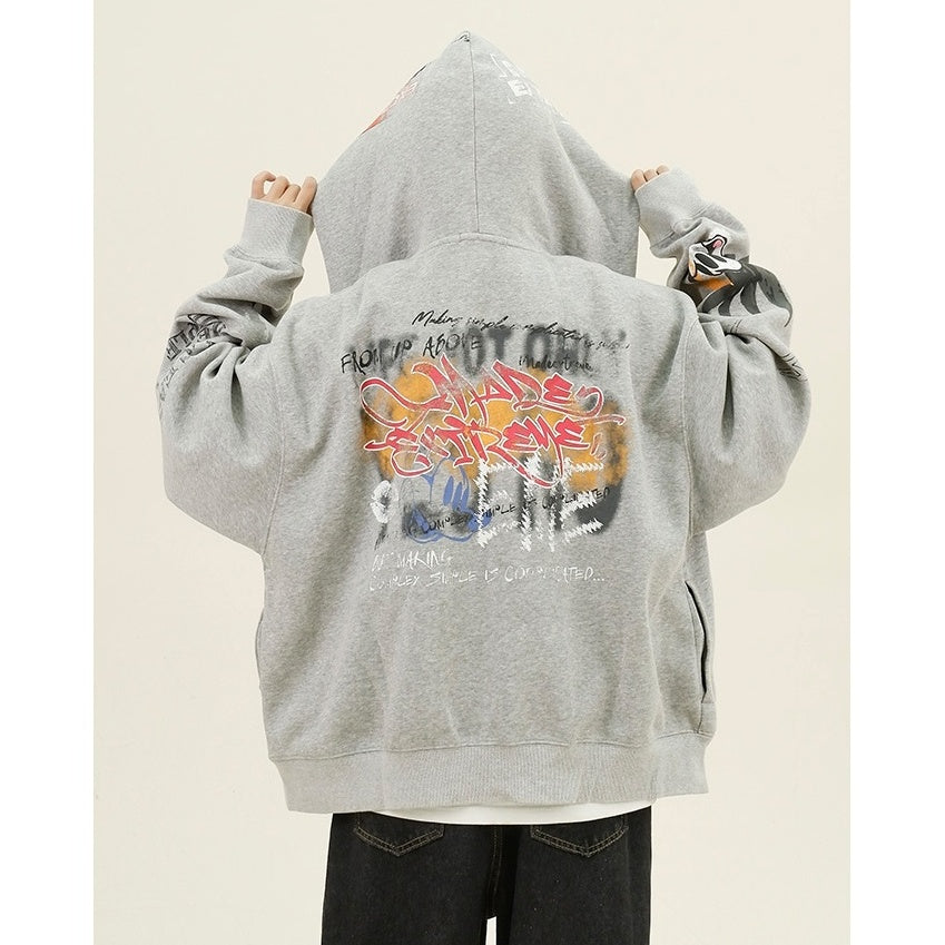 Paint Style Graffiti Sweat Hooded Jacket MW9944