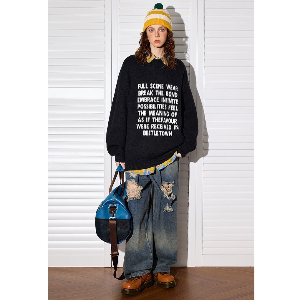 Gauss Fuzzy Letter Print Sweater MW9482