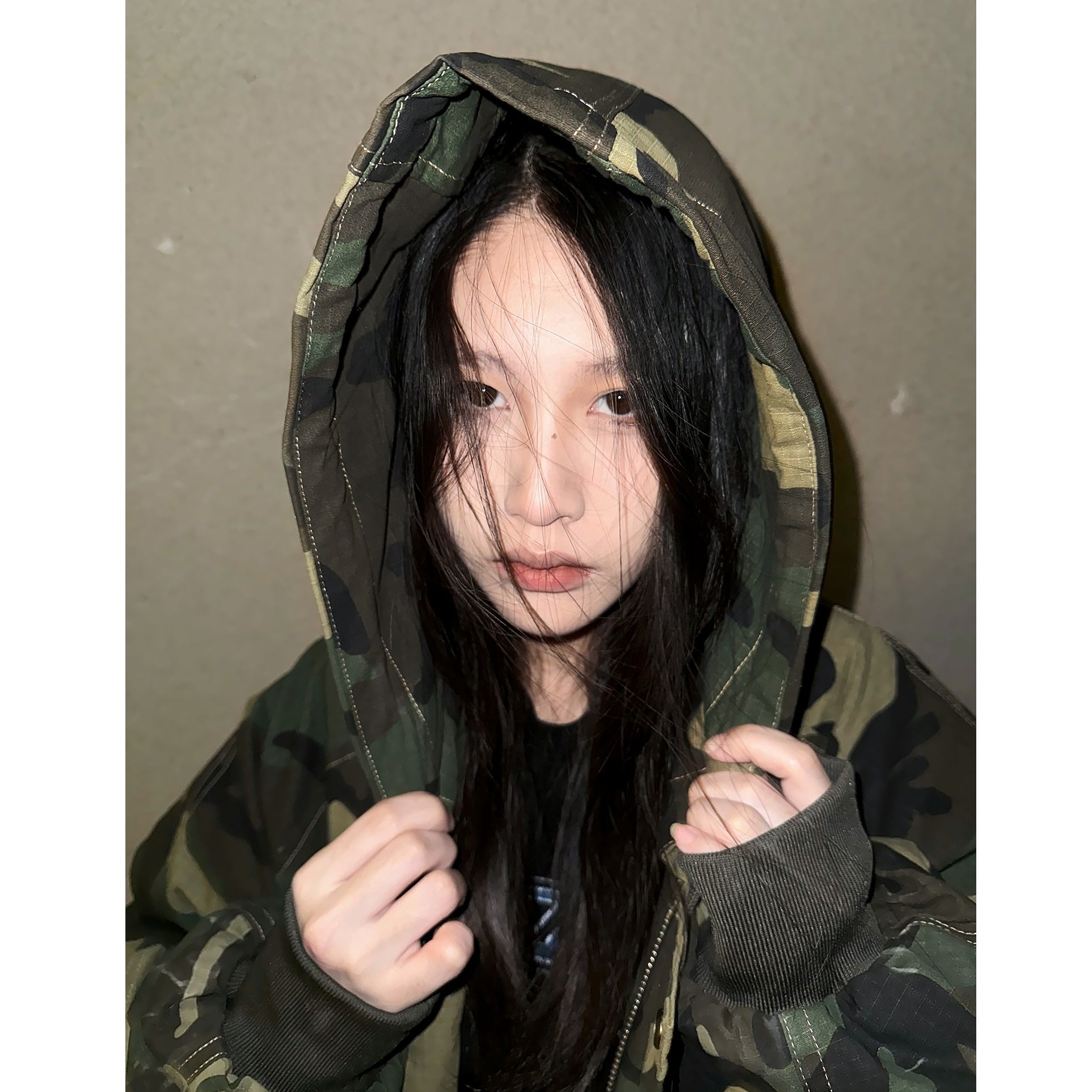 Camouflage Hooded Padded Zip-up Jacket MW9662