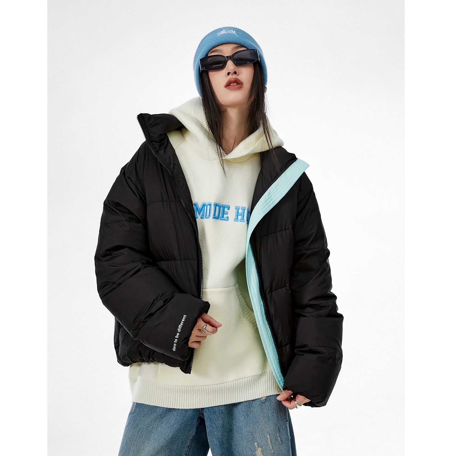 Contrast Color Short Down Jacket IC9002