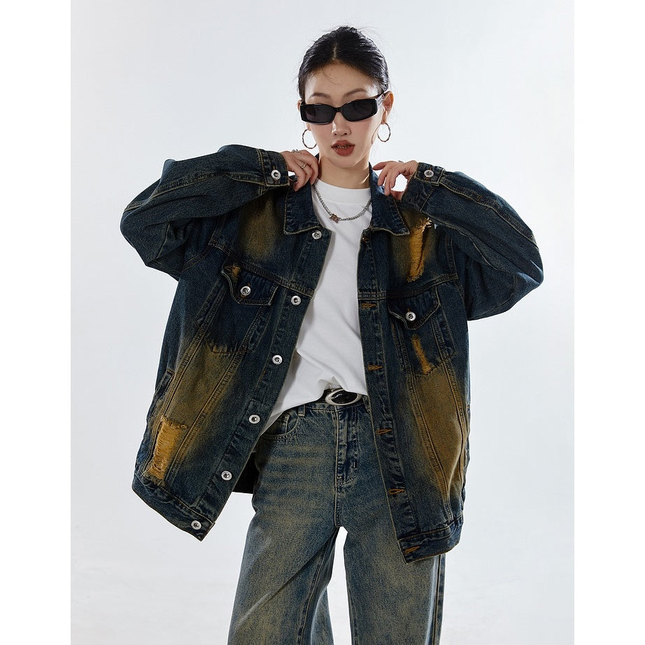 Vintage Washed Loose Denim Jacket MW9323