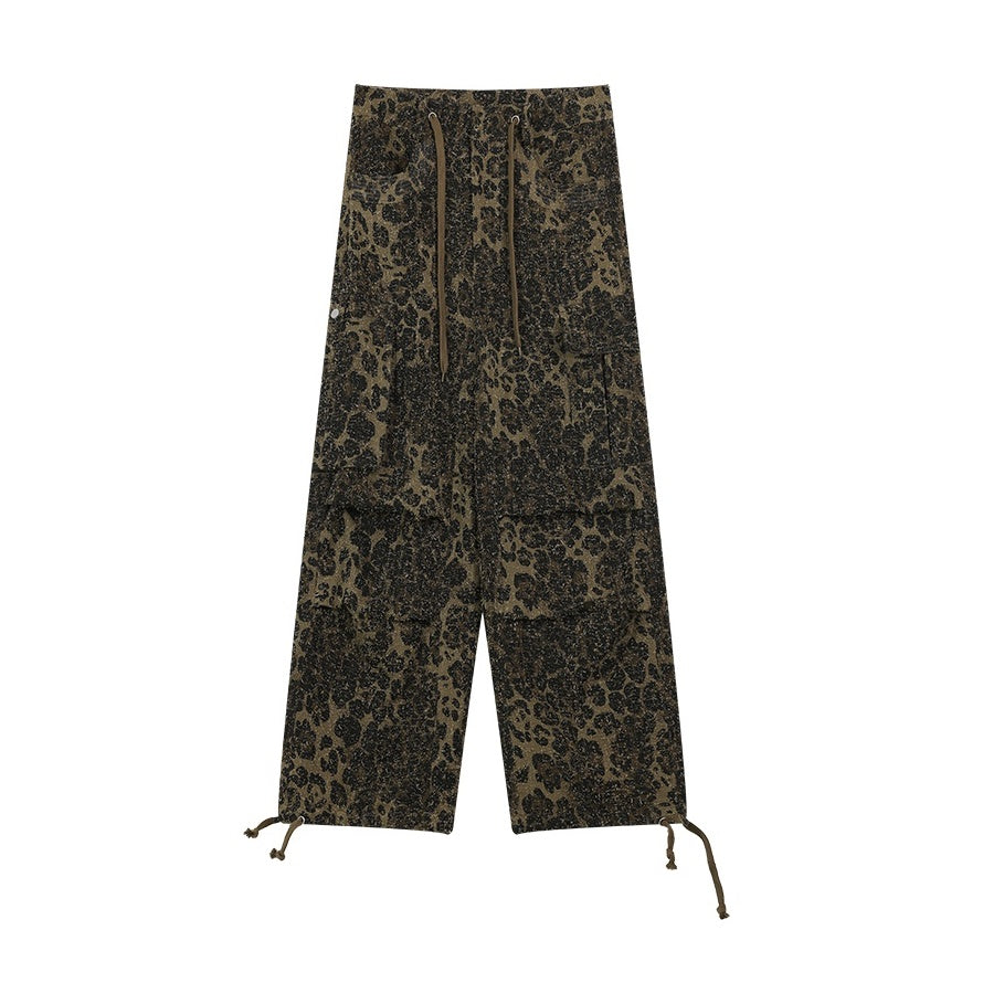 Crochet Leopard Print Drawstring Loose Pants AC7074