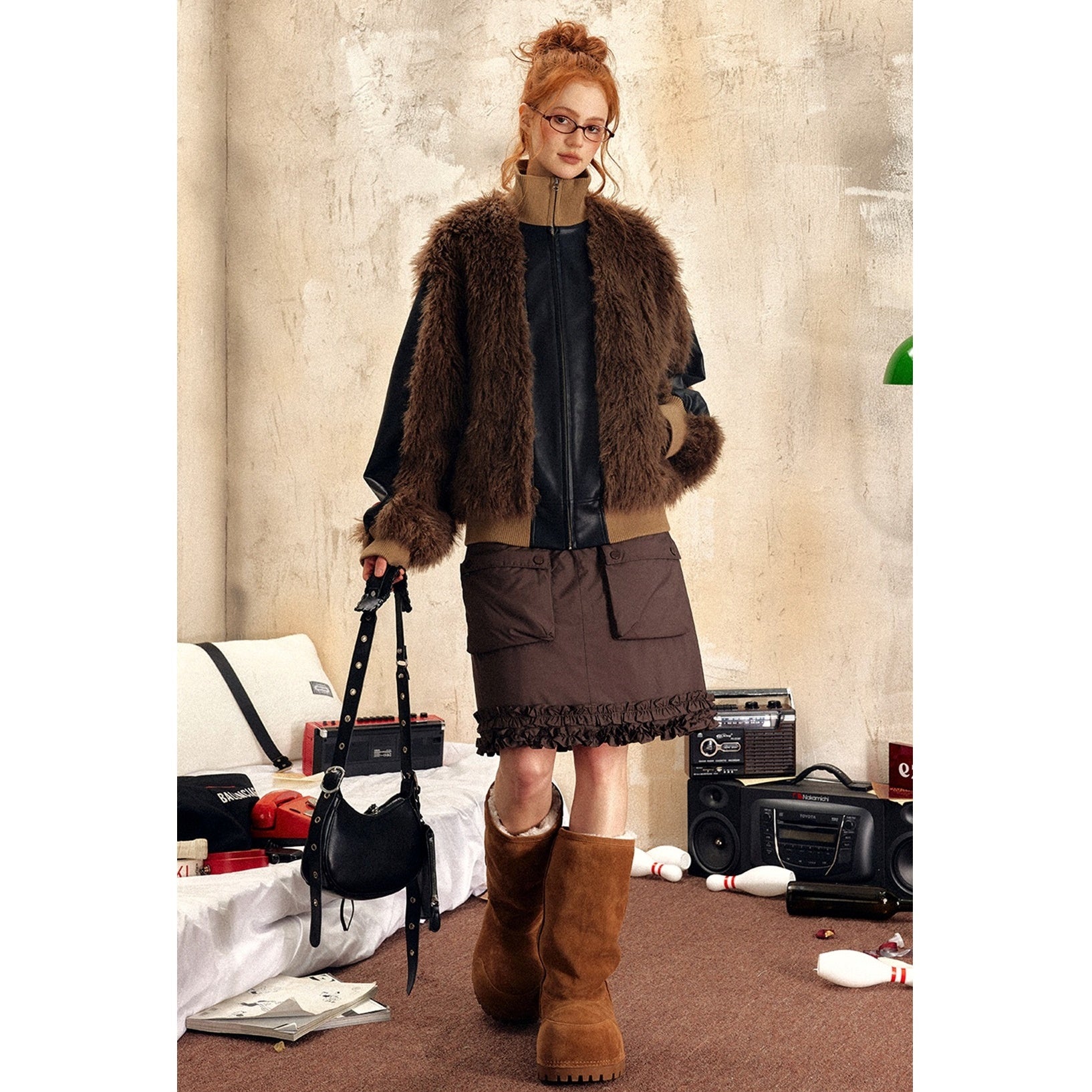 Zip-Up Long Plush Fur Jacket EZ210