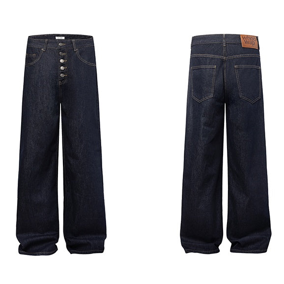 Front Button Wide Straight Jeans MW9847