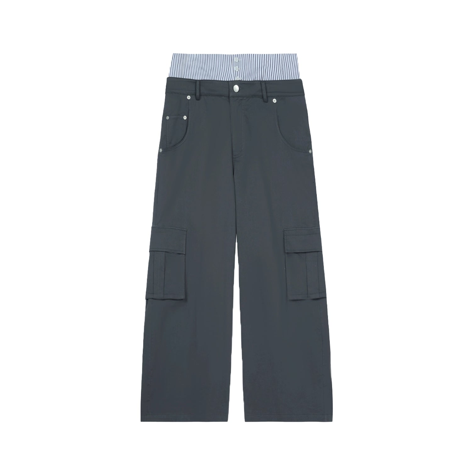 Stripe Design Double Waist Cargo Pants MW9677