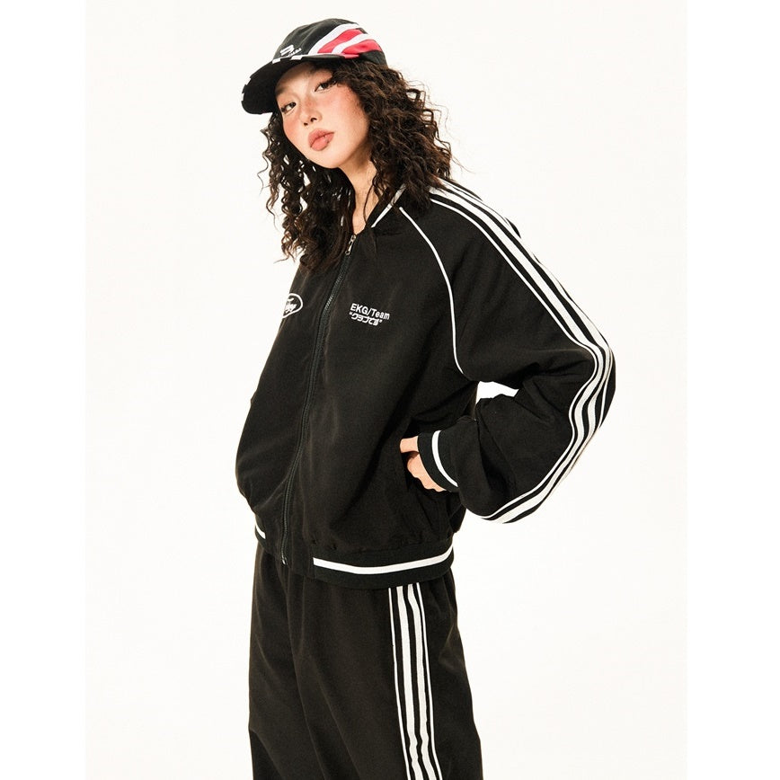 Track Jacket & Side Striped Loose Casual Pants MW9432