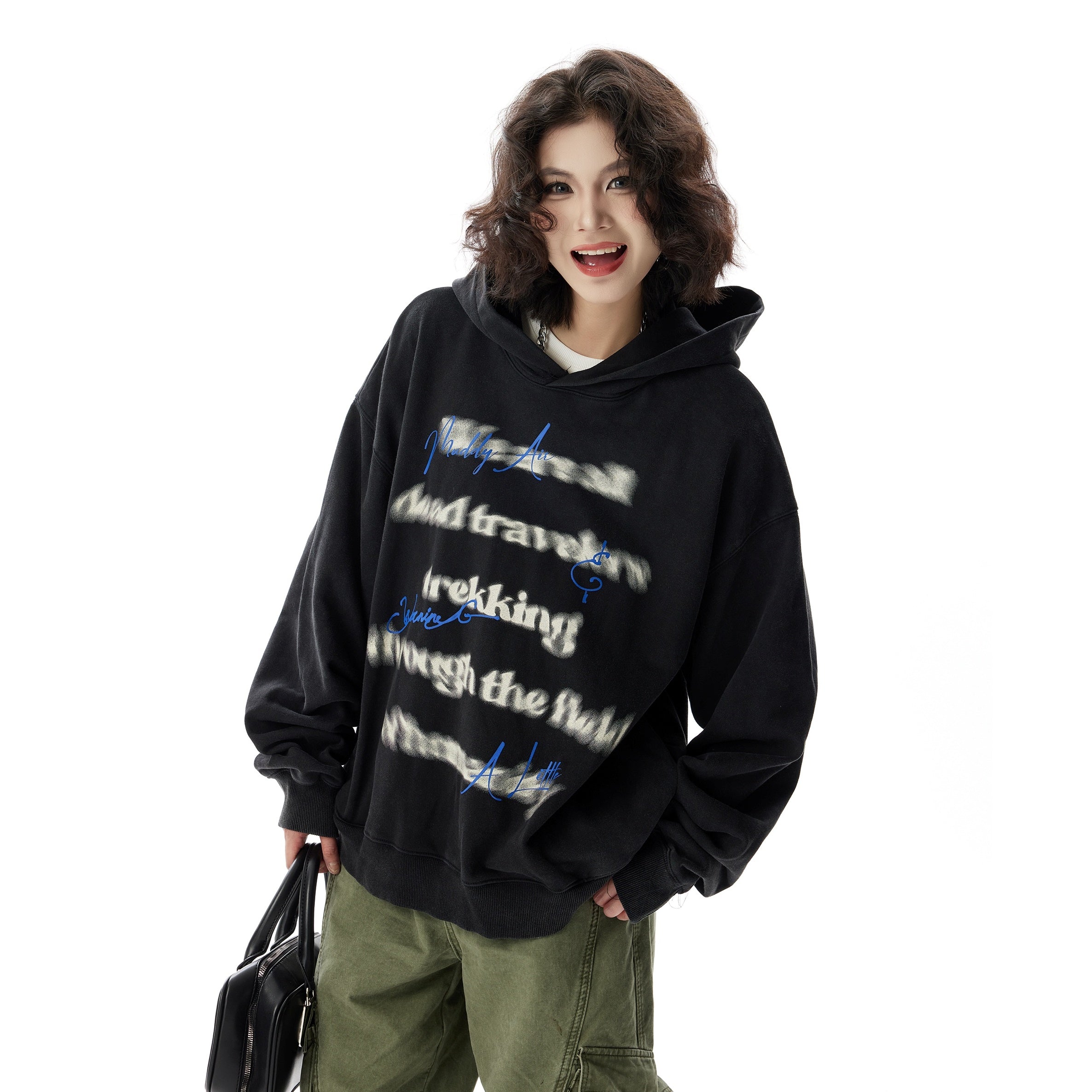 Blur Letter Print Hoodie HG7176