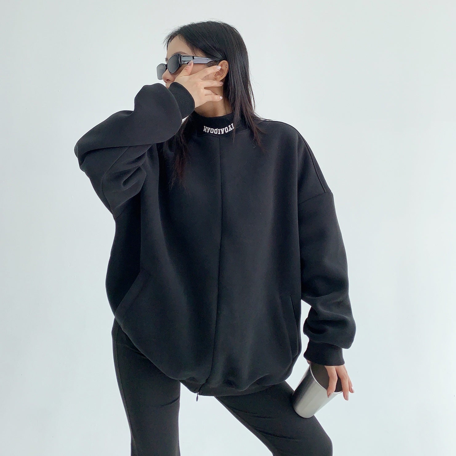 Bottle-neck Invisible Zipper Pullover Sweat MW9565