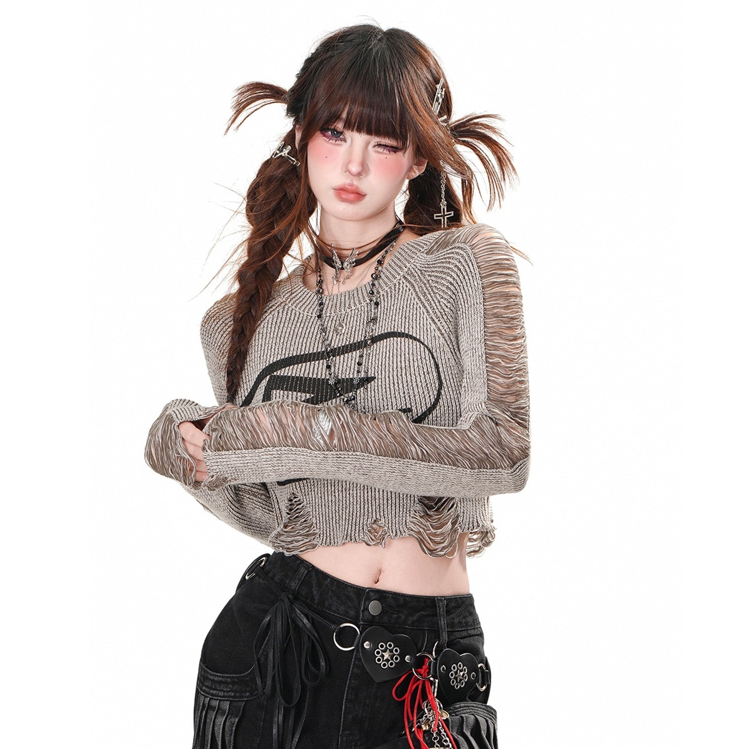 Raw-edged Knitted Cropped Top KK2024