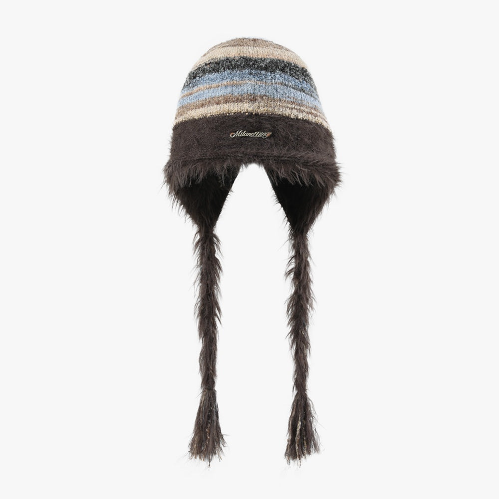 Plush Tassel Braided Knitted Hat MW9728