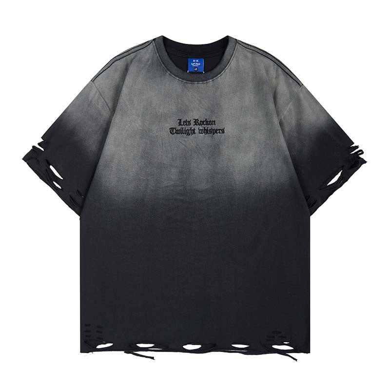 ウォッシュグラデーションダメージ刺繍Tシャツ MW10397