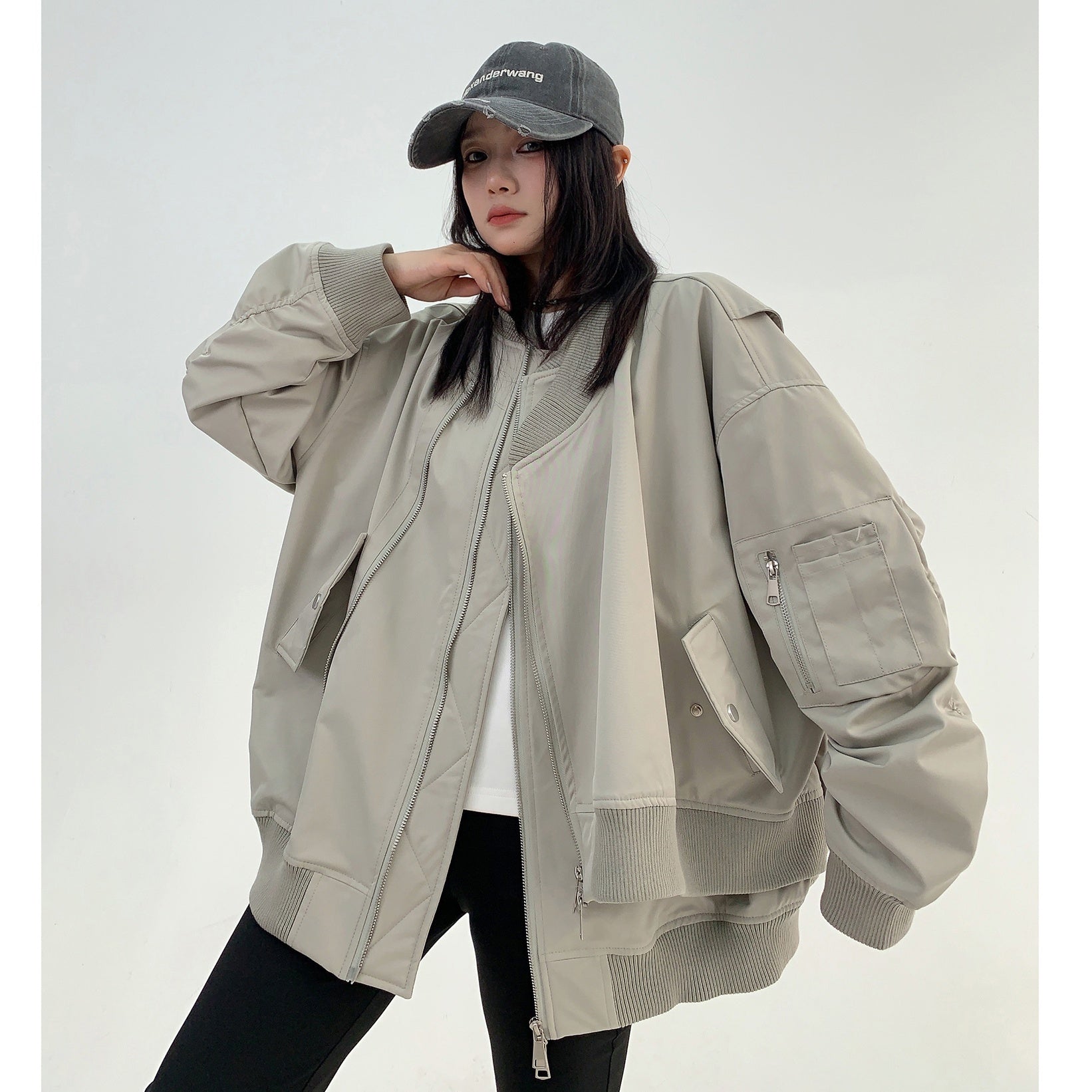 Asymmetry Layered Design Baseball Blouson MW9907