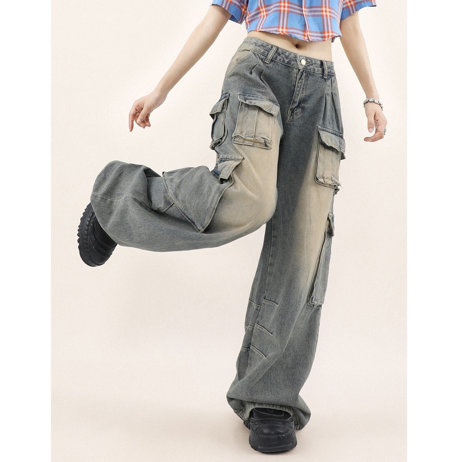 Waist Tuck Wide Leg Cargo Pants MR8023