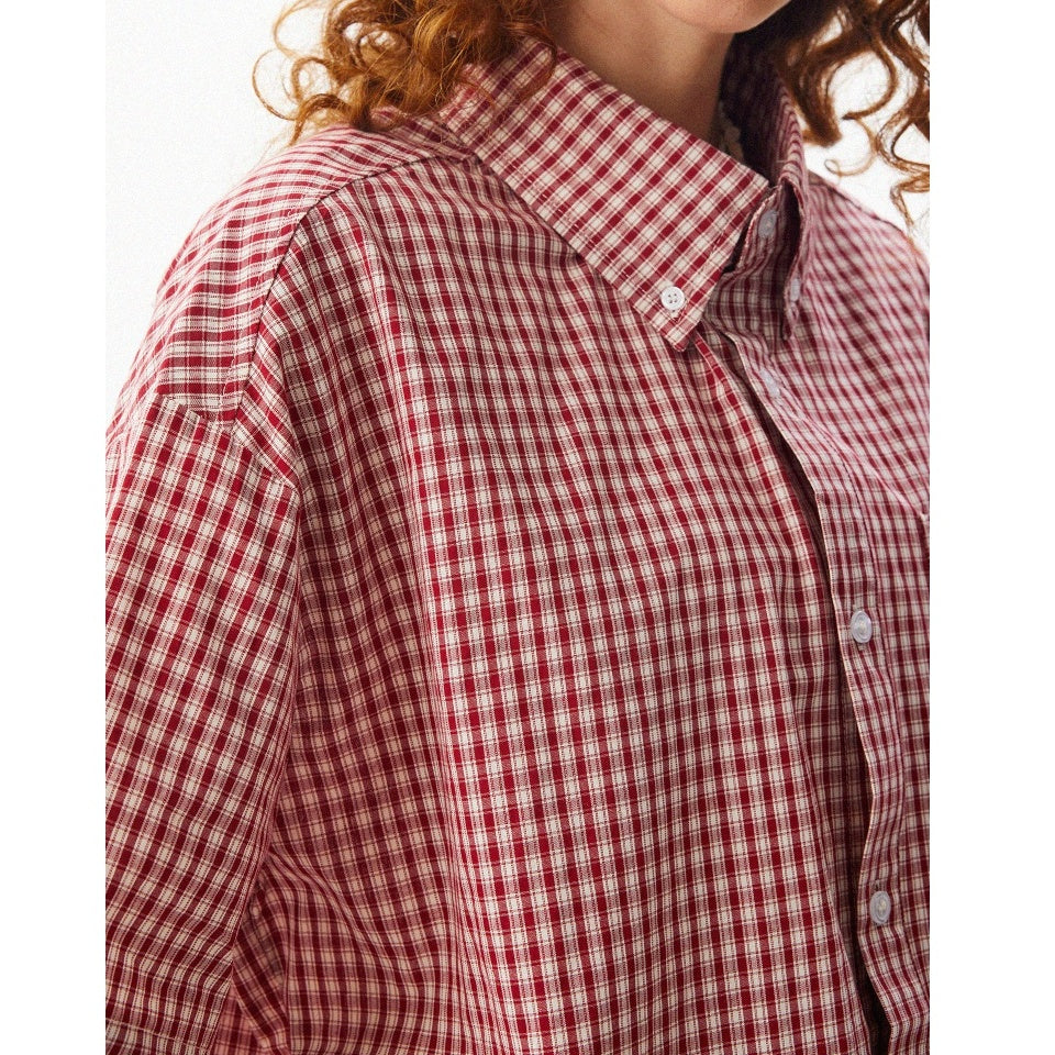 Unisex Check Short-sleeved Shirt MW10090