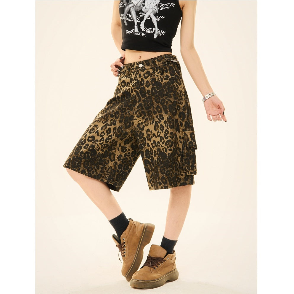 Leopard Print Loose Cropped Cargo Pants MW9266