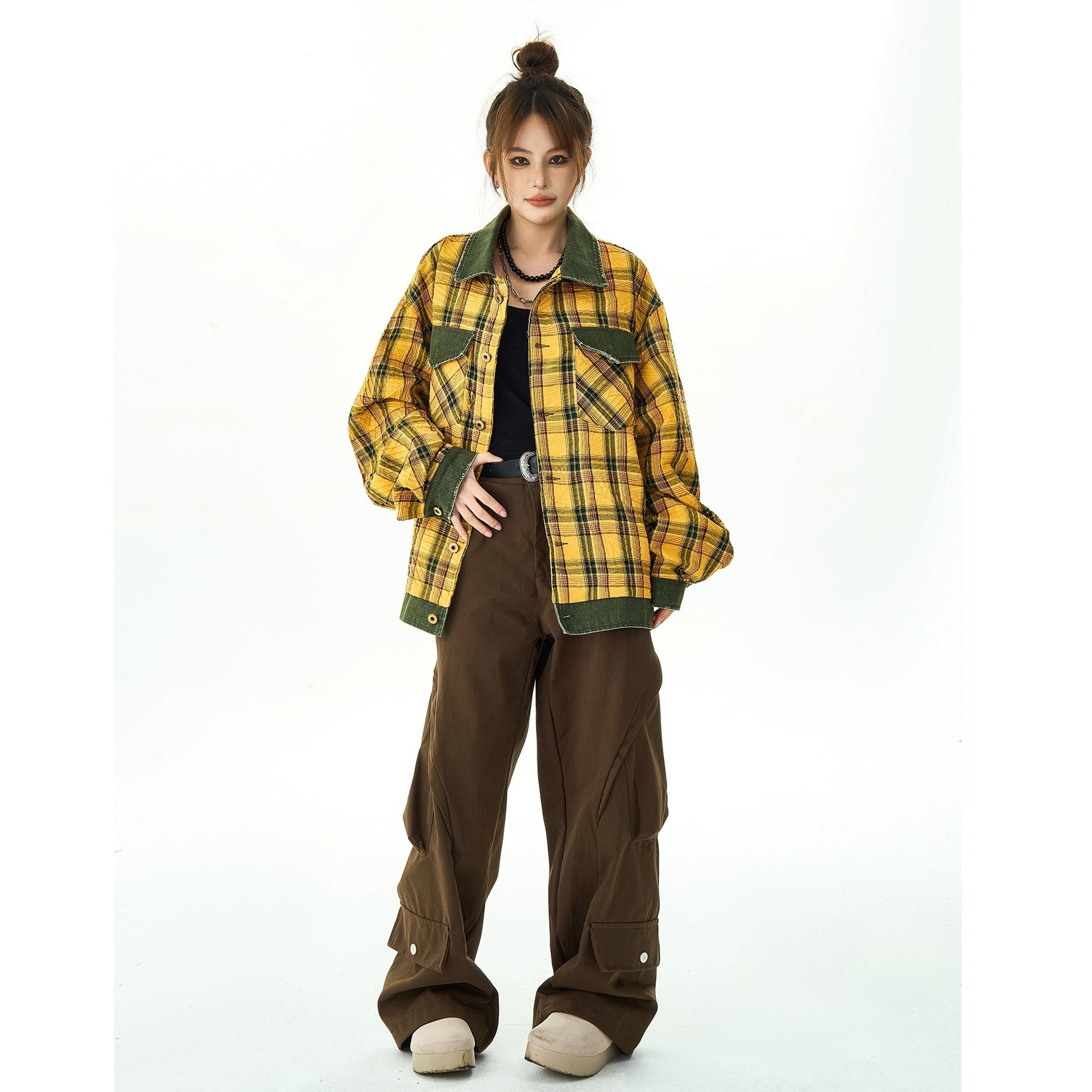 Retro Plaid Loose Slouchy Jacket HG7040