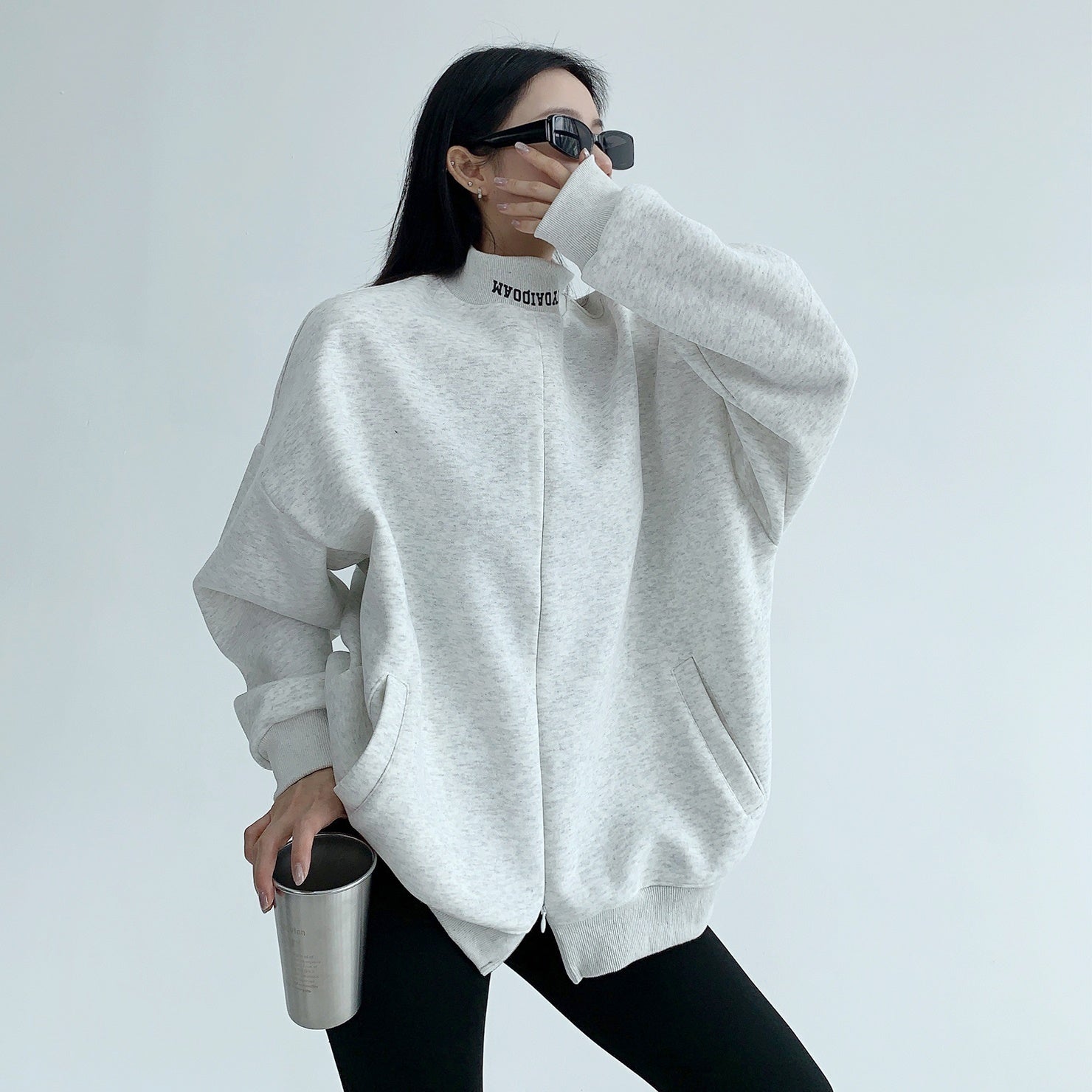 Bottle-neck Invisible Zipper Pullover Sweat MW9565