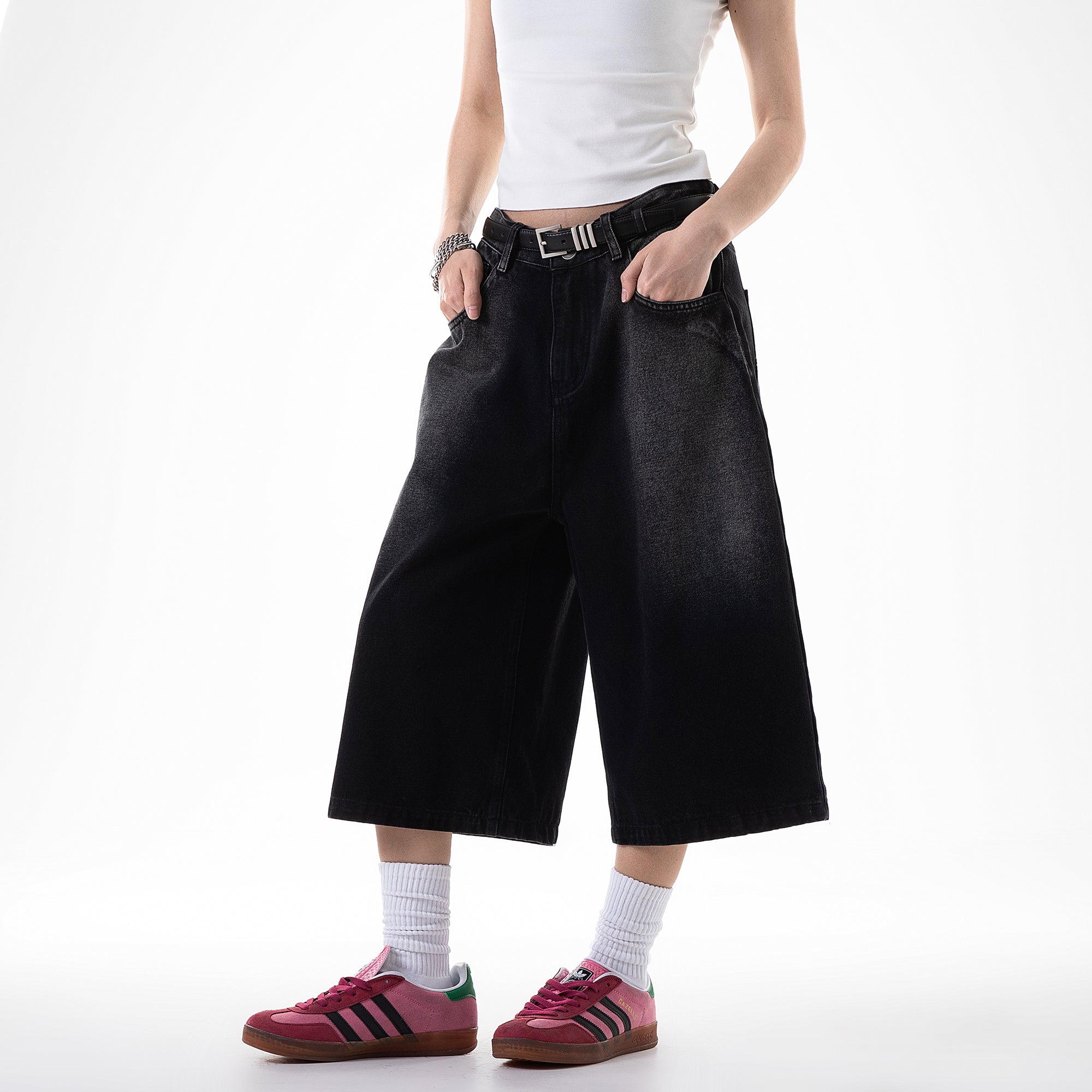 Retro Wash Denim Half Pants IC9030