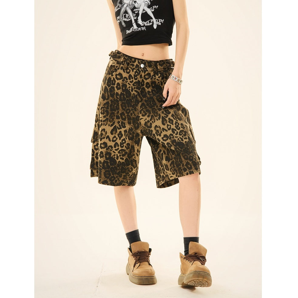 Leopard Print Loose Cropped Cargo Pants MW9266