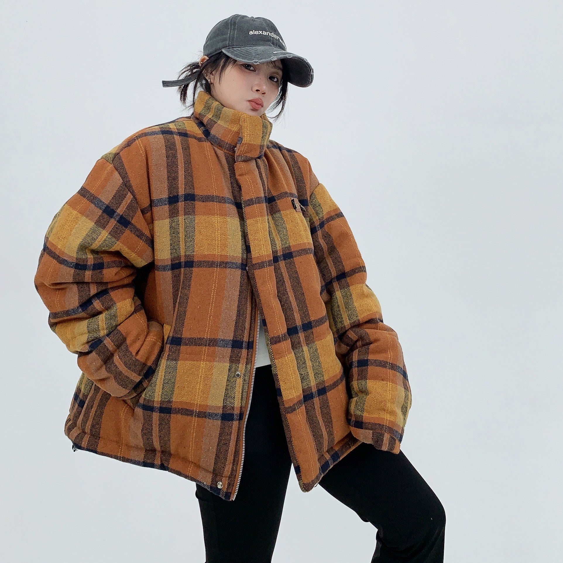 Retro Plaid Thickened Short Padded Jacket MW9691