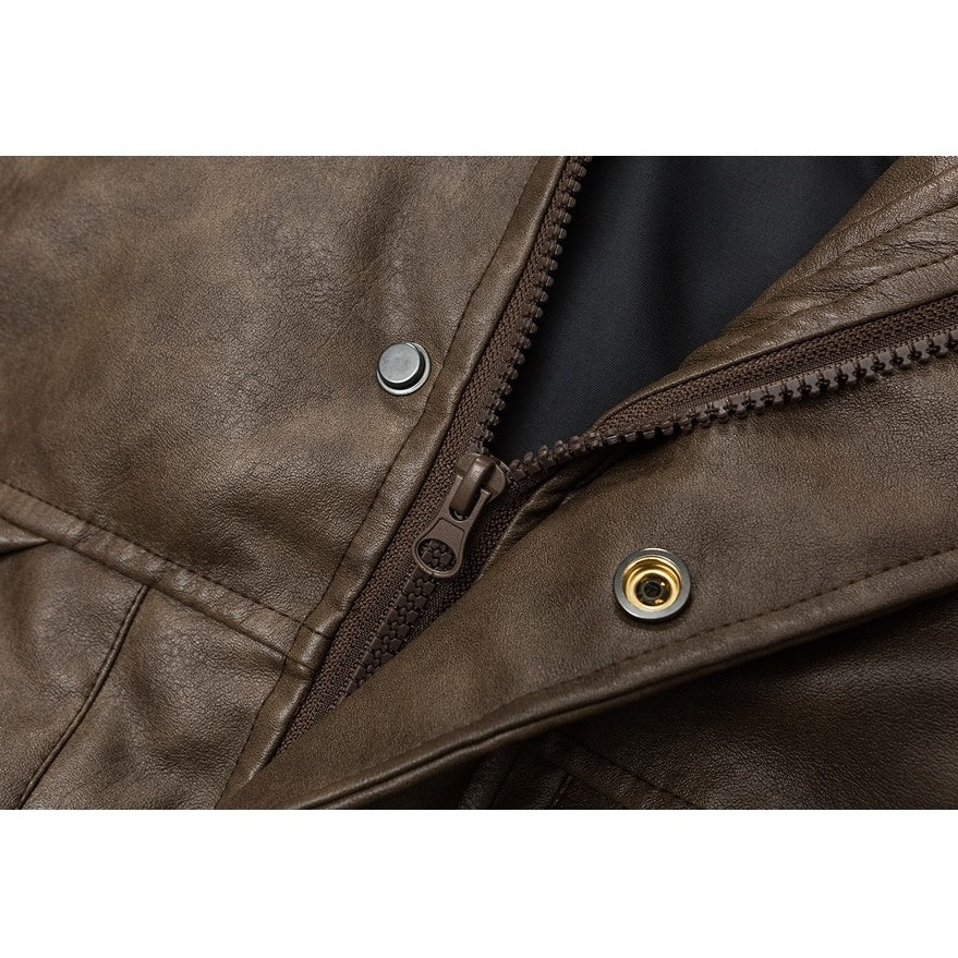 PU Leather Stand Collar Padded Jacket MW9656