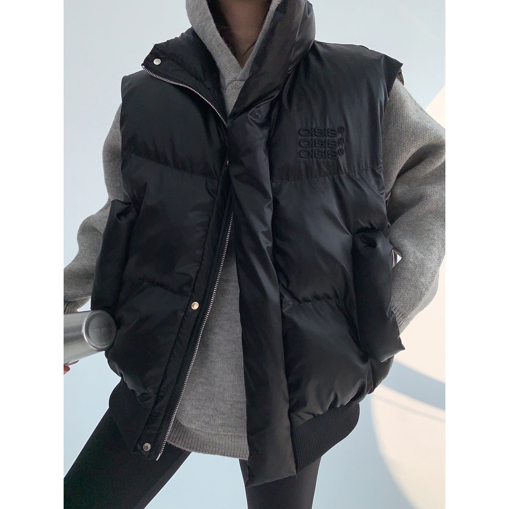 Embroidery Thickened Stand Collar Padded Vest MW9608