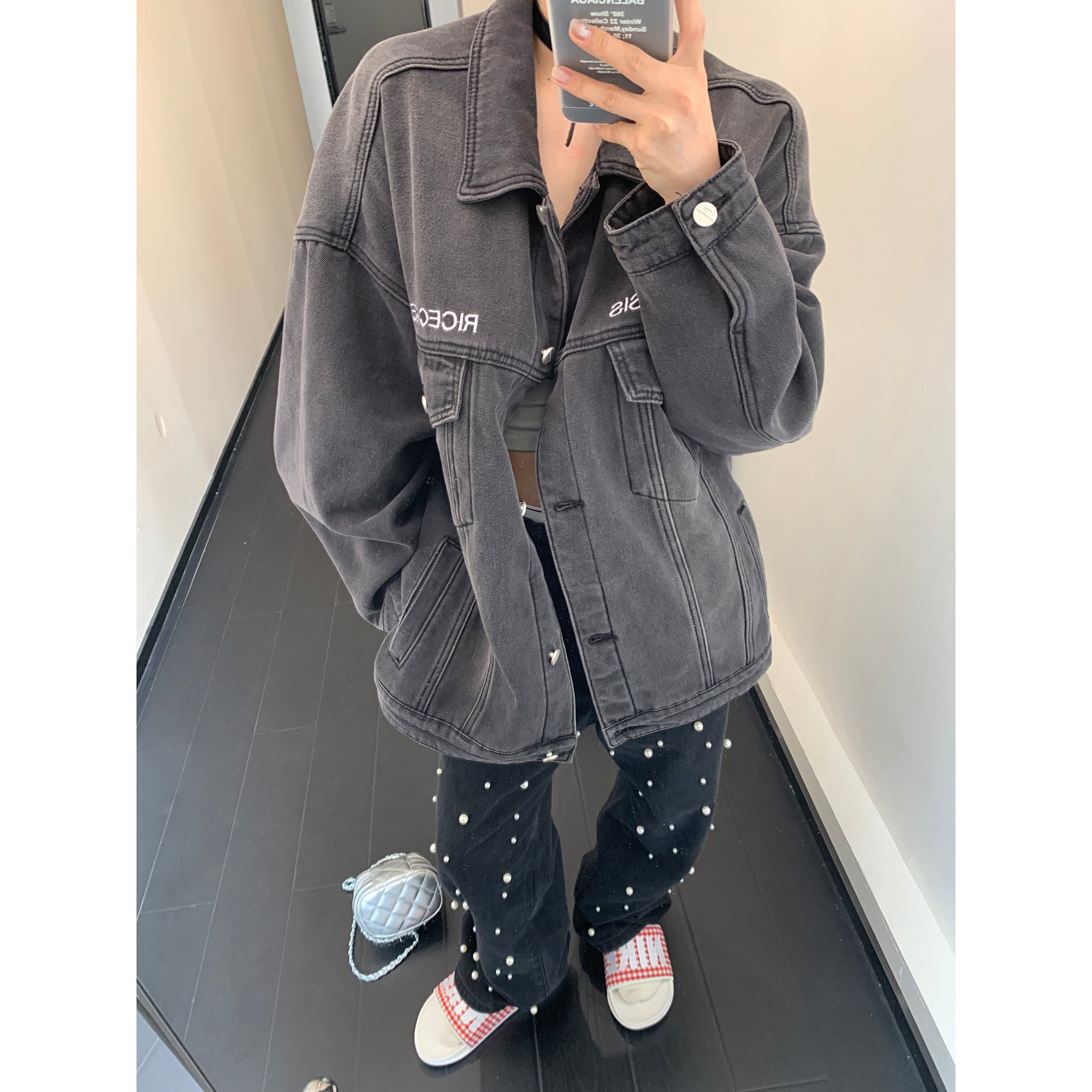 Embroidered Wash Loose Denim Jacket MW9513