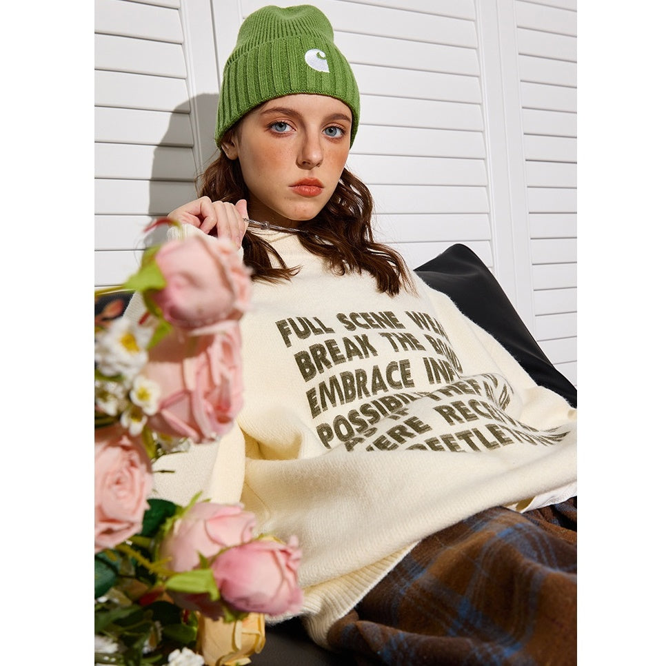 Gauss Fuzzy Letter Print Sweater MW9482