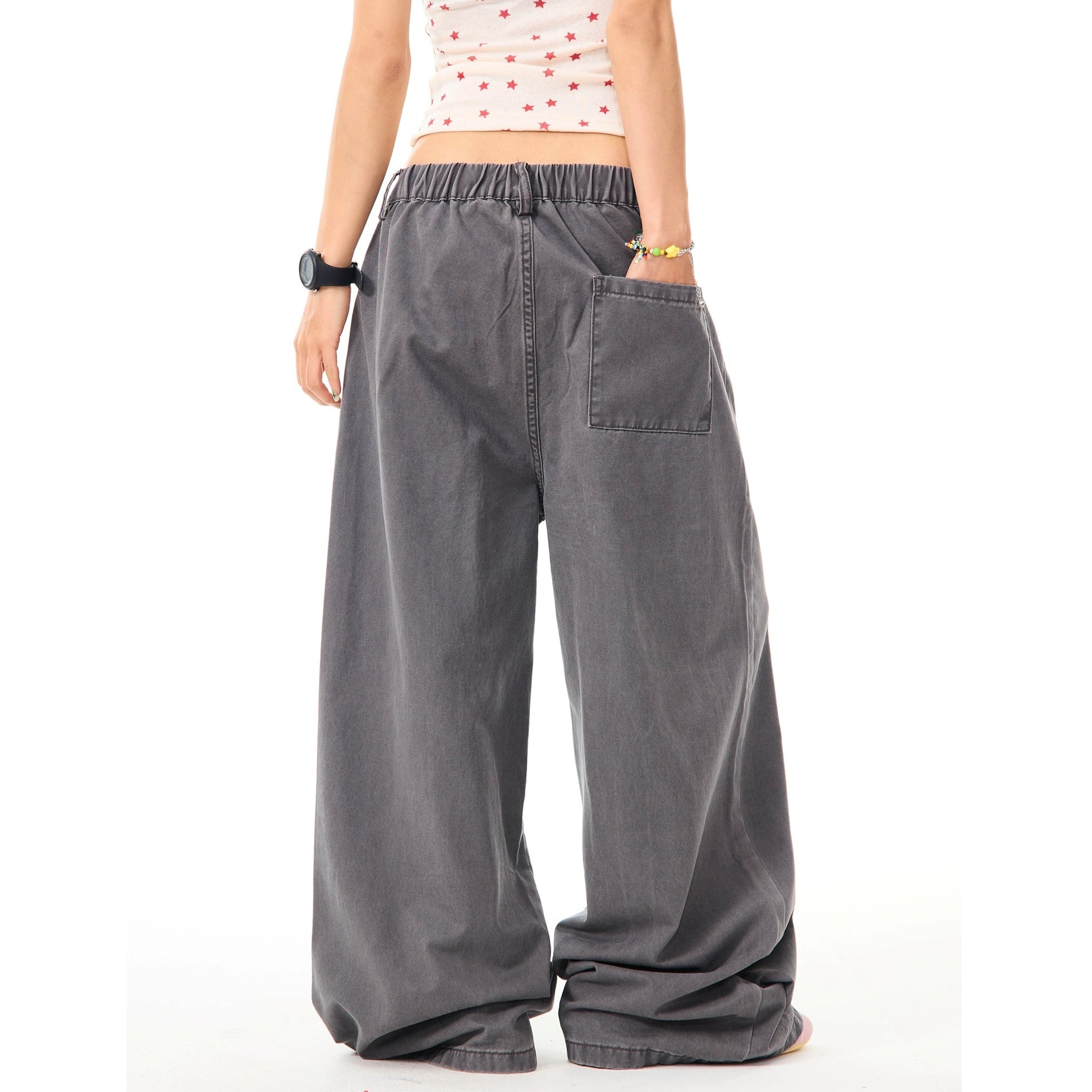 Color Button Wide Straight Pants MW10099