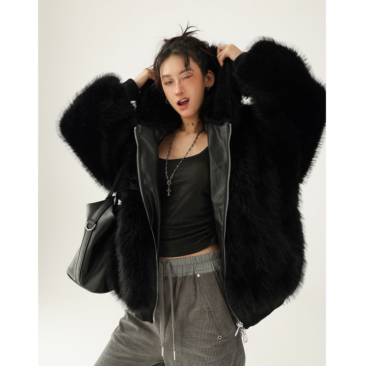 Hooded Eco-friendly Fur Short Coat AC7093