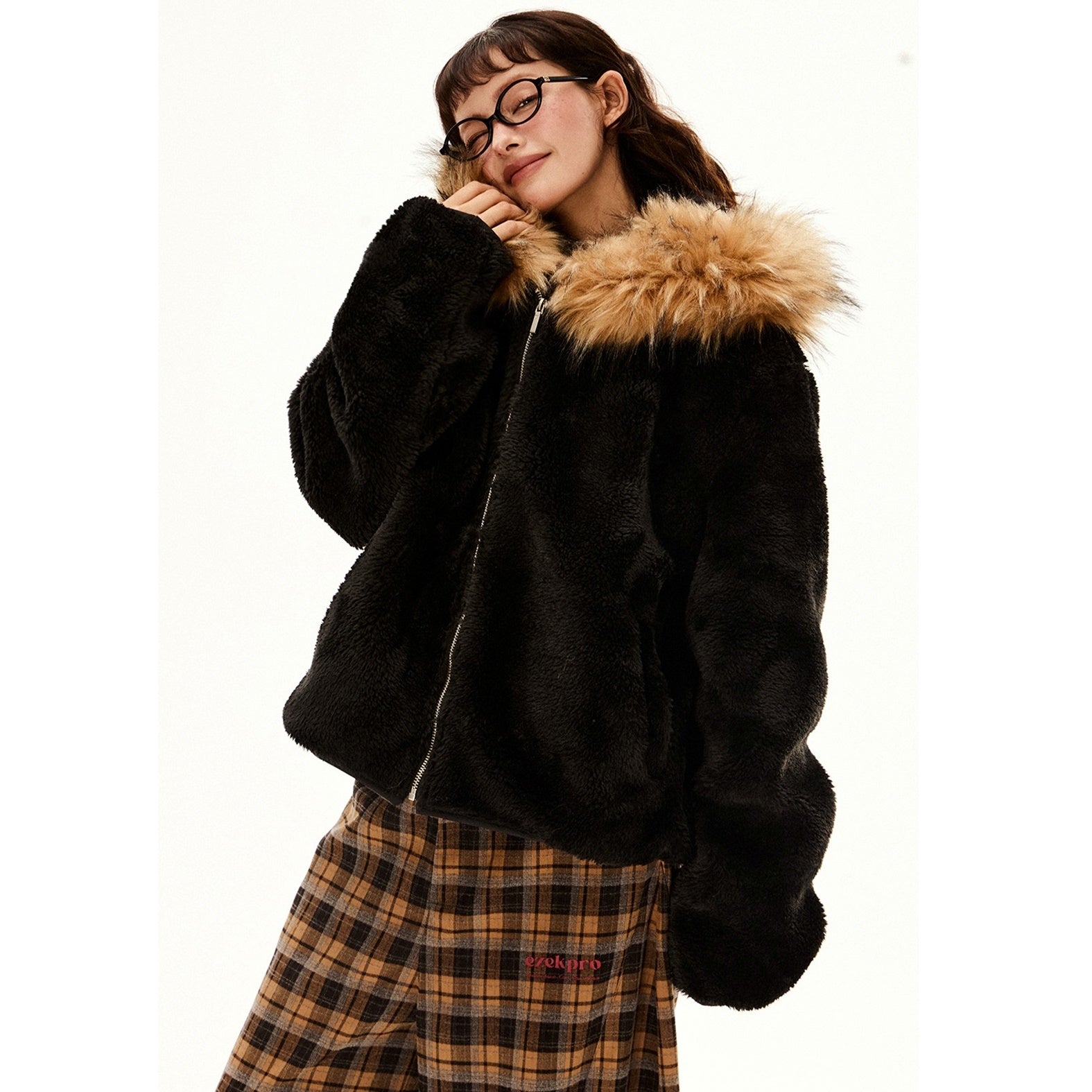 Volume Fur Collar Hooded Jacket EZ217