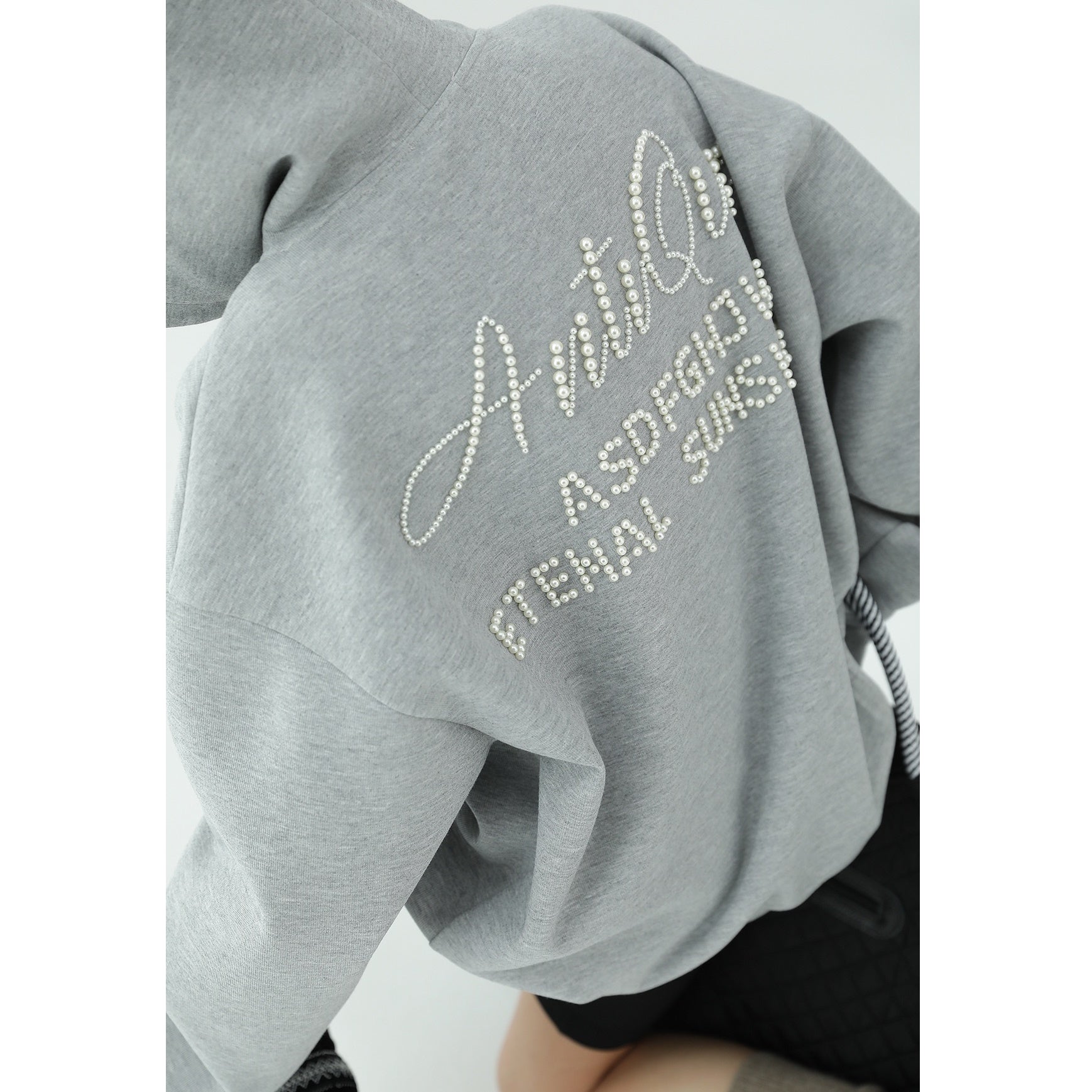 Three-dimensional Pearl Letter Hoodie AC7086