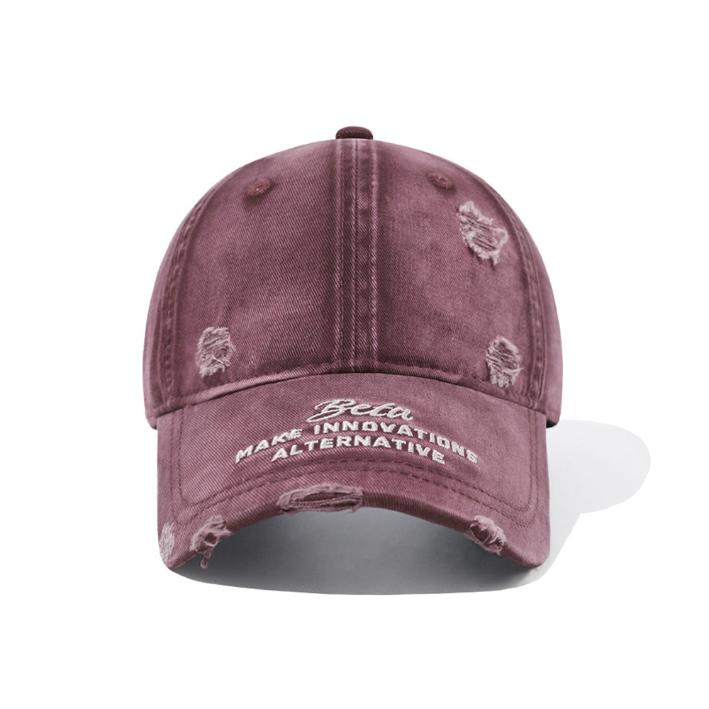 Washed Ripped Wide-brimmed Cap MW10118