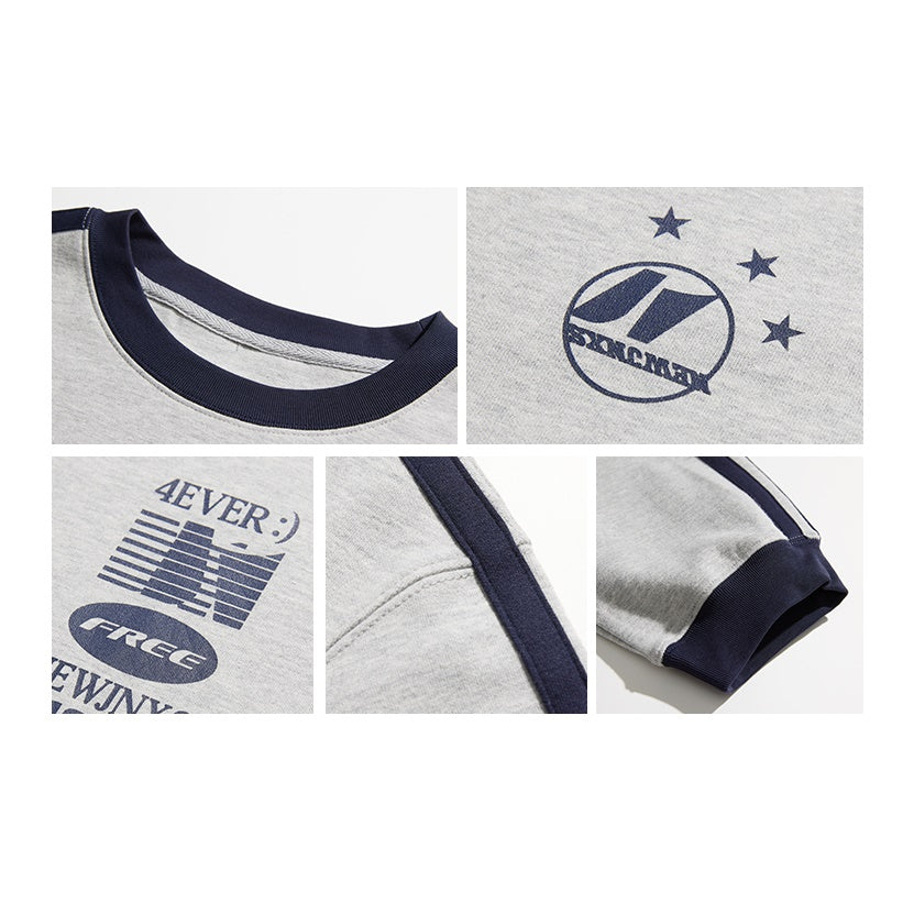 american monogram print crew neck long sleeve T-shirt NJ7007
