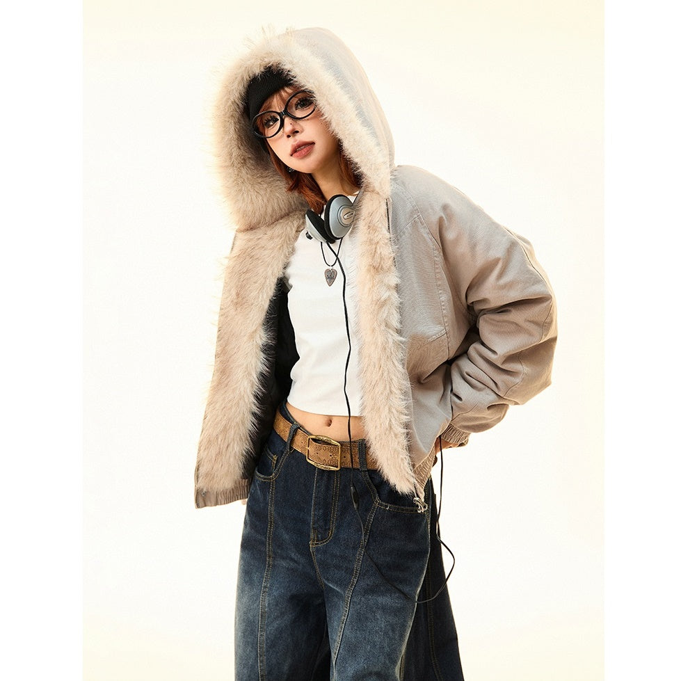 Fur Collar Warm Hooded Quilting Jacket MW9698