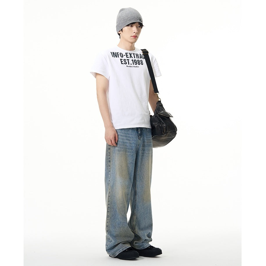 Front Slit Pocket Design Loose Straight Jeans MW9098