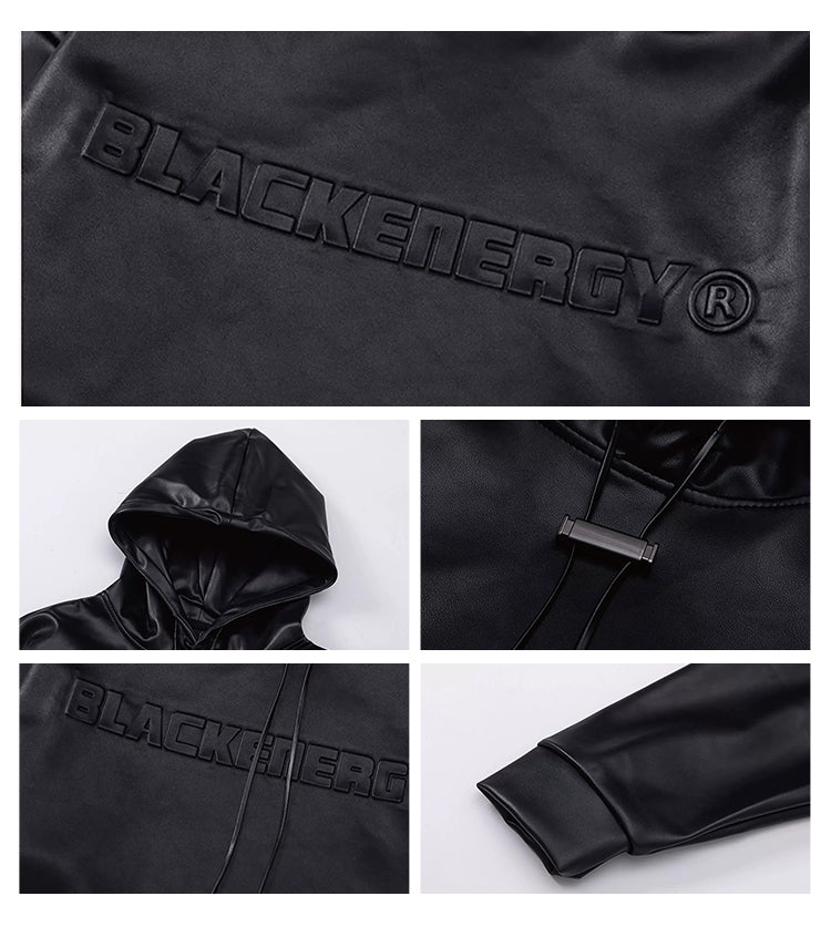 leather hooded sweatshirt BB7003 