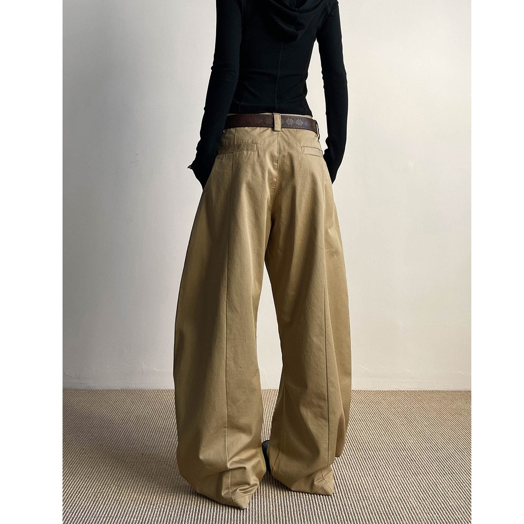 Button Front Pleated Wide-leg Pants MW9733