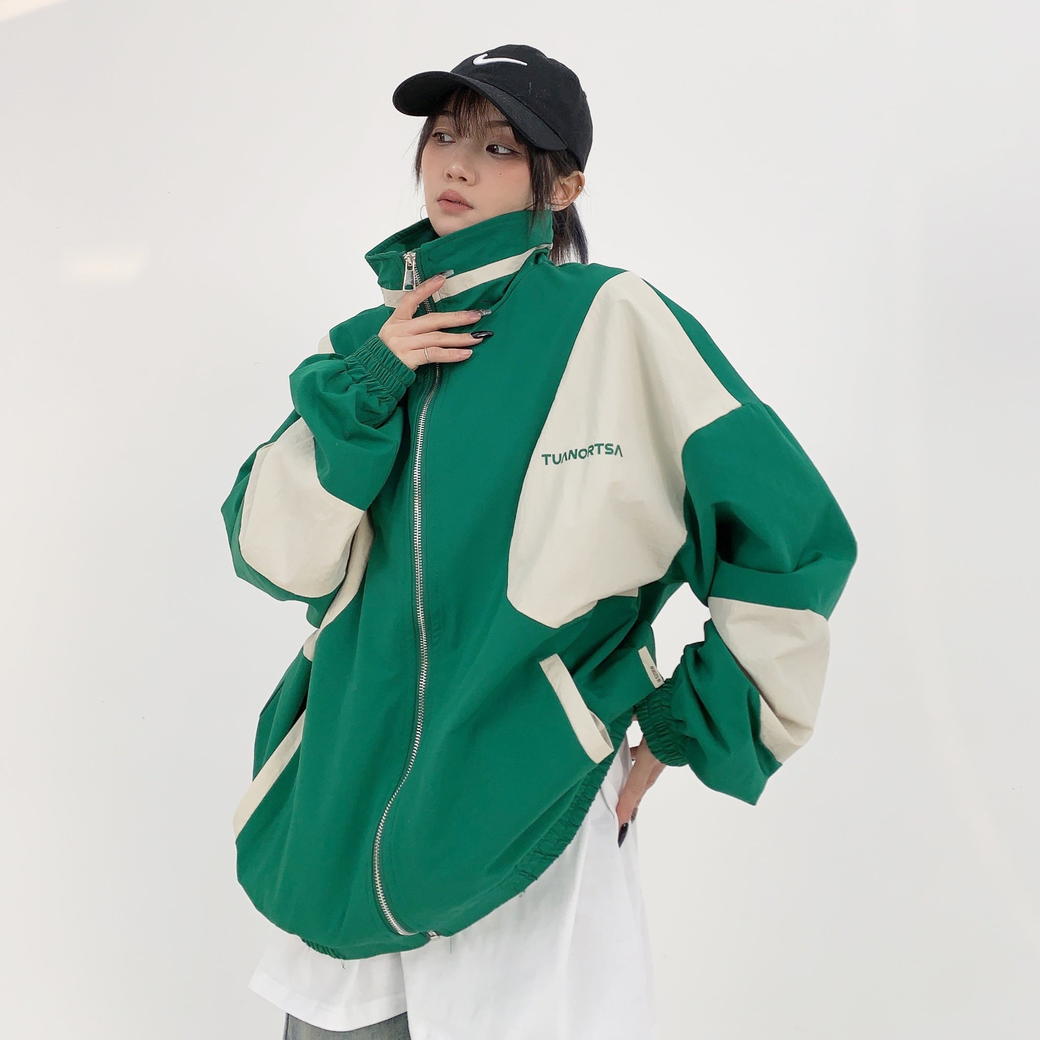 Retro Contrast Zipper Blouson MW9893