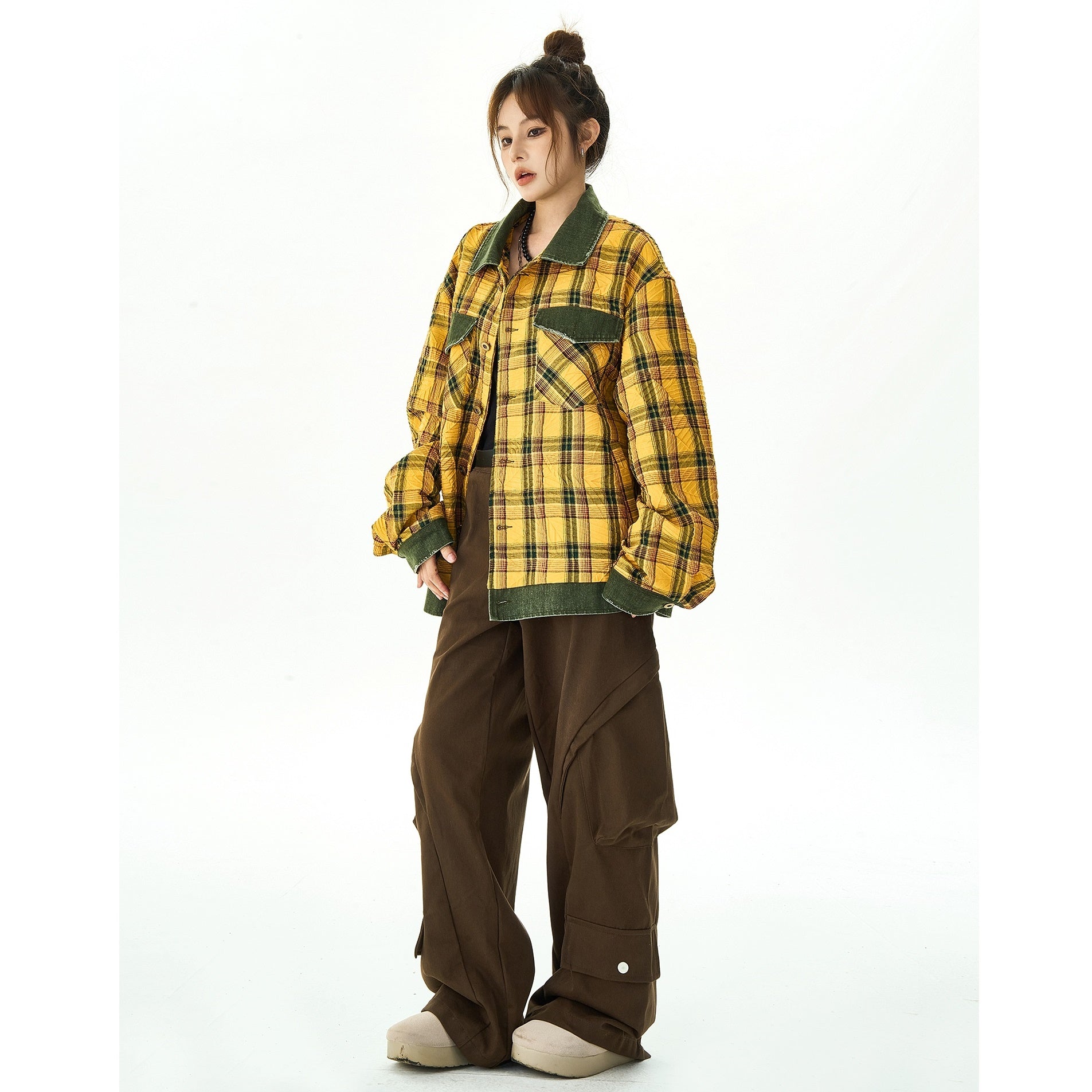 Retro Plaid Loose Slouchy Jacket HG7040