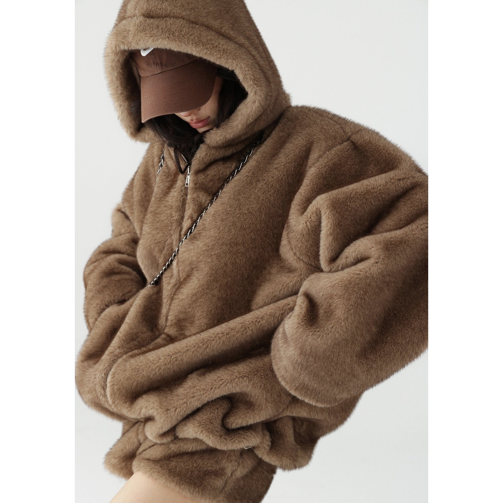 Plush Eco-Fur Hooded Blouson AC7098