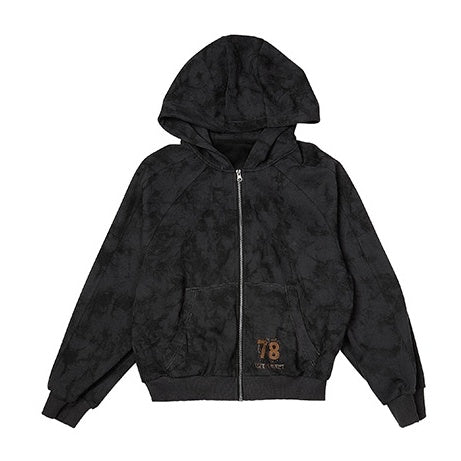 Mottled Loose ZIP-Up Hooded Parka EZ238