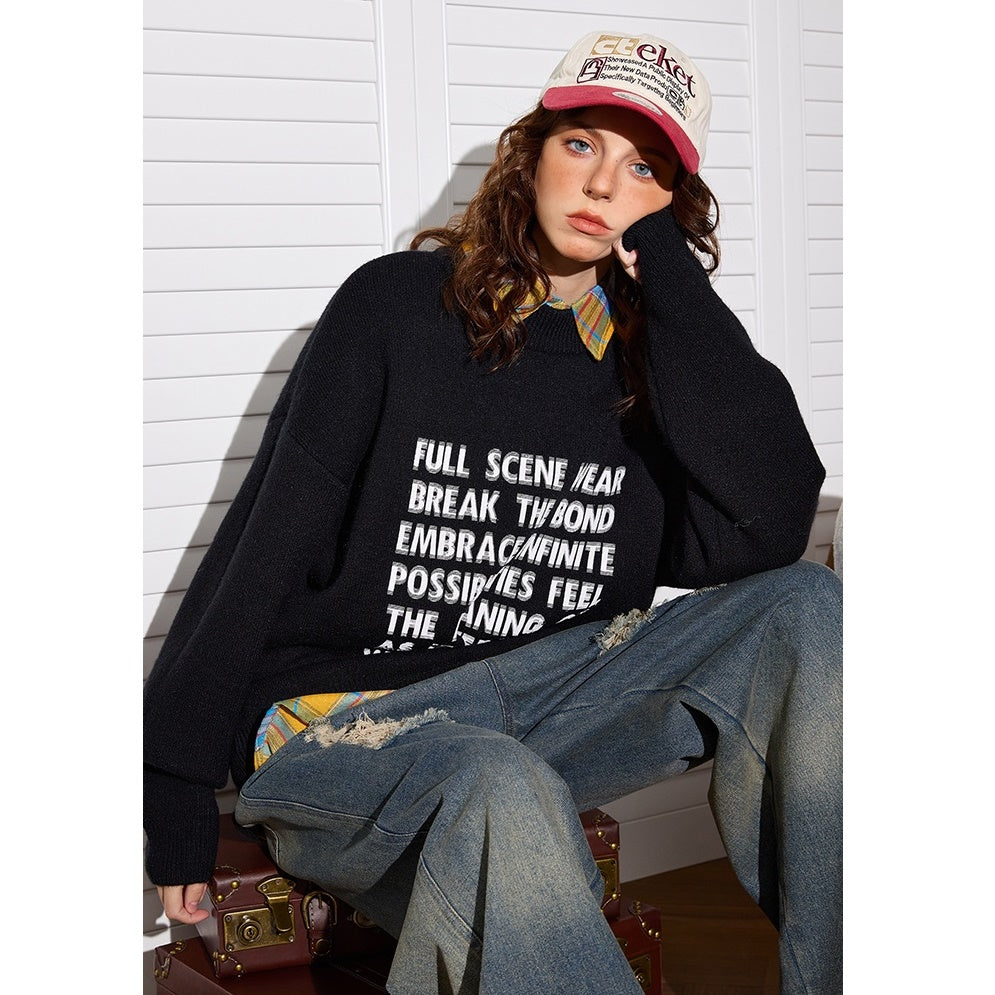 Gauss Fuzzy Letter Print Sweater MW9482