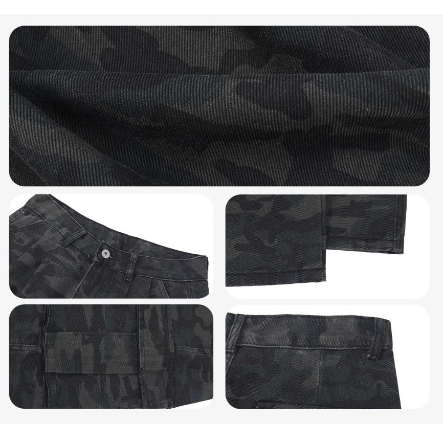 Camouflage Loose Straight Cargo Pants MW9675