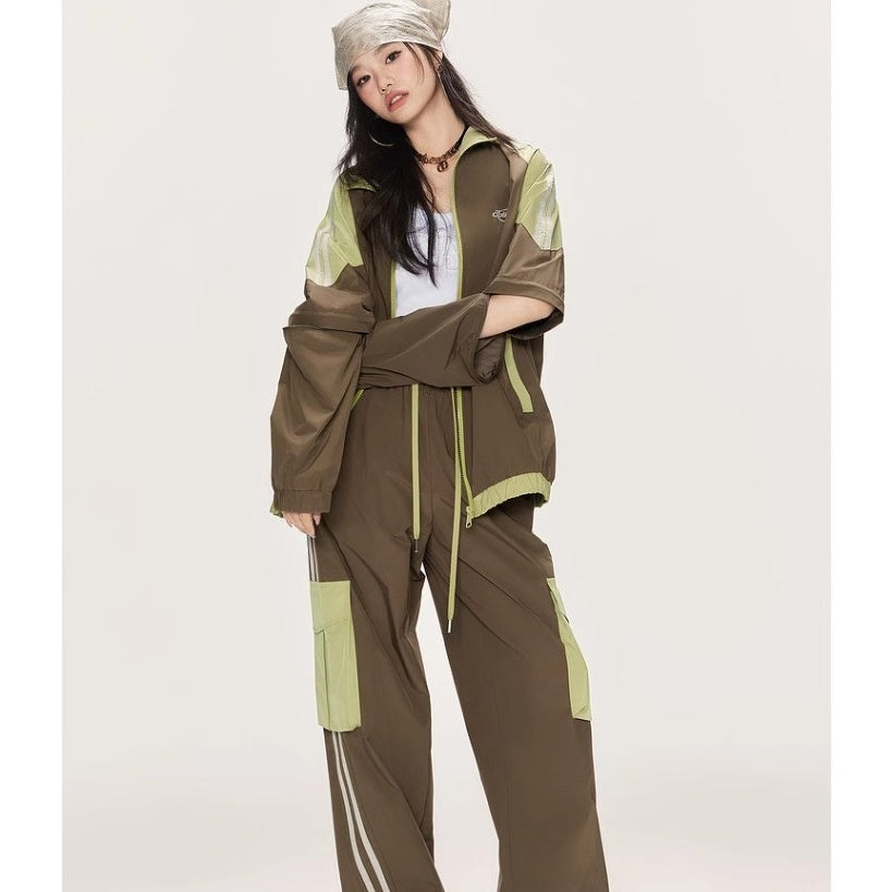 Sports Style 2Way ZIP-Up Jacket ＆ Side Line Casual Pants Set-up EP1007