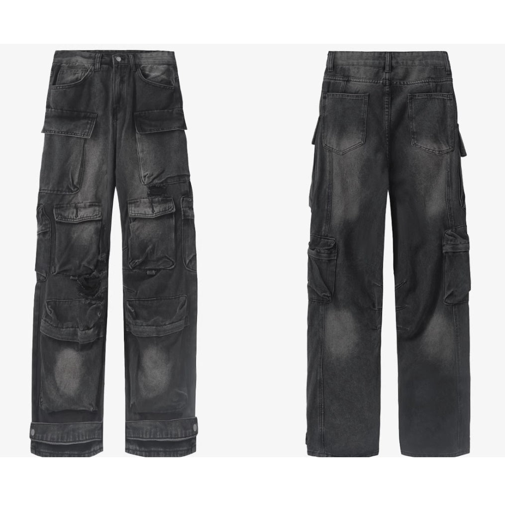 High Street Heavy Industry Ripped Loose Cargo Jeans MW9496