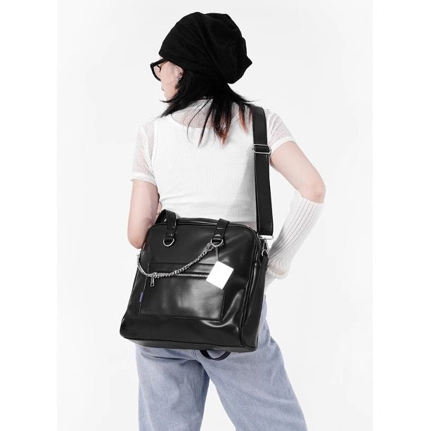 Chain Accent Large Capacity Shoulder Bag BA034