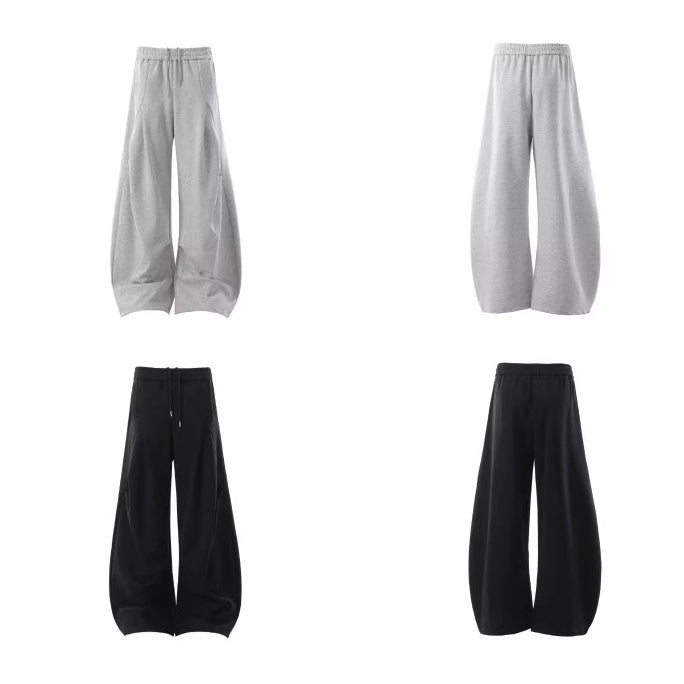 Pleated Design Scimitar Sweat Pants BK7030